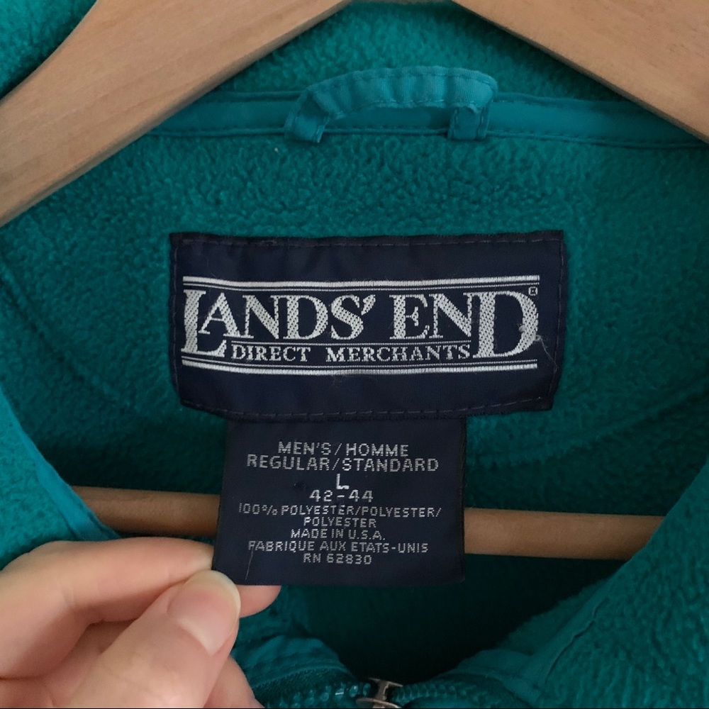 Vintage Lands End fleece zip up jacket unisex - Picture 3 of 8